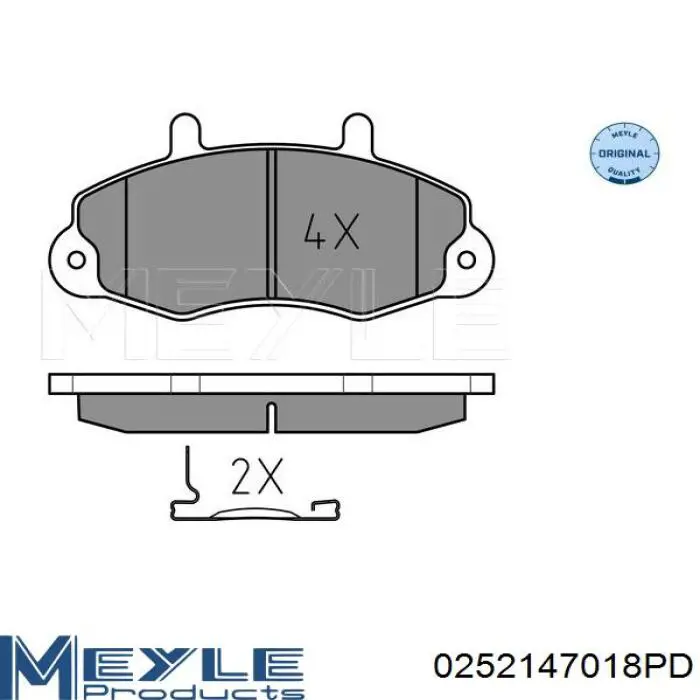 Колодки гальмівні передні, дискові 0252147018PD Meyle