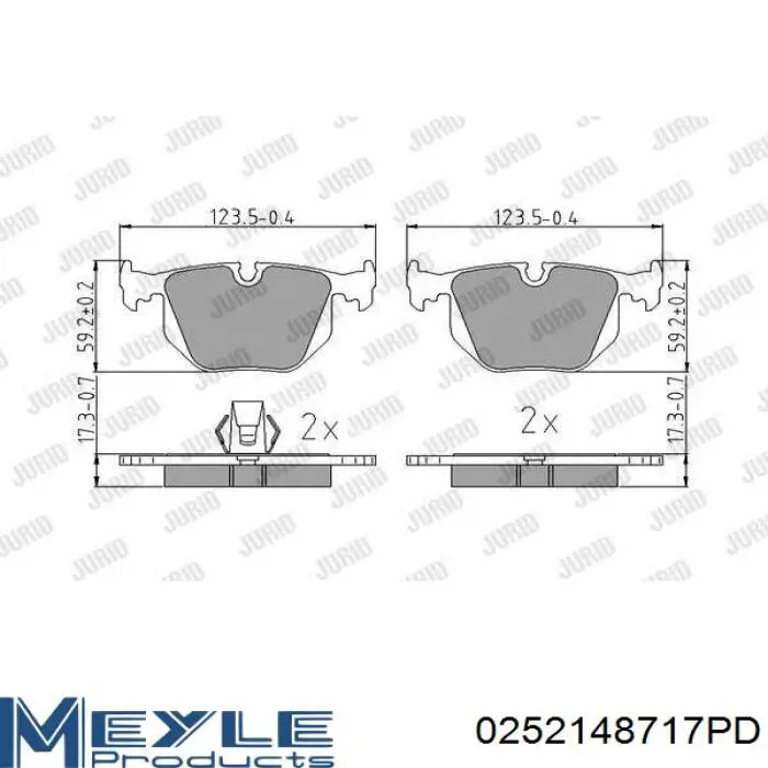 Колодки гальмові задні, дискові 0252148717PD Meyle