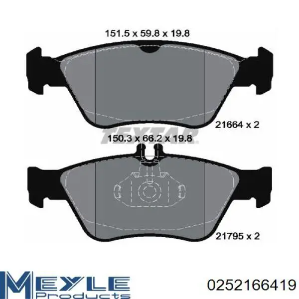 Тормозні колодки Mercedes A004420022041
