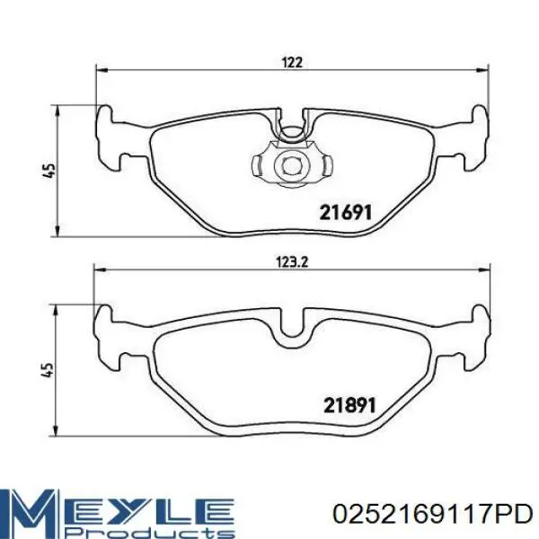 Задні гальмівні колодки Meyle 0252169117PD ціна, від 20.65 USD