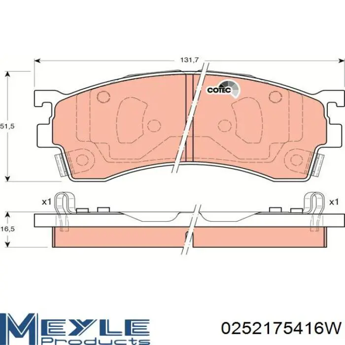 0252175416W Meyle Передні гальмівні колодки