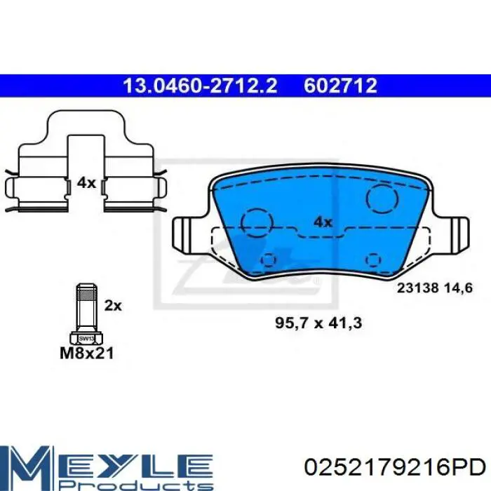 Задні гальмівні колодки Meyle 0252179216PD ціна, від 43.41 USD