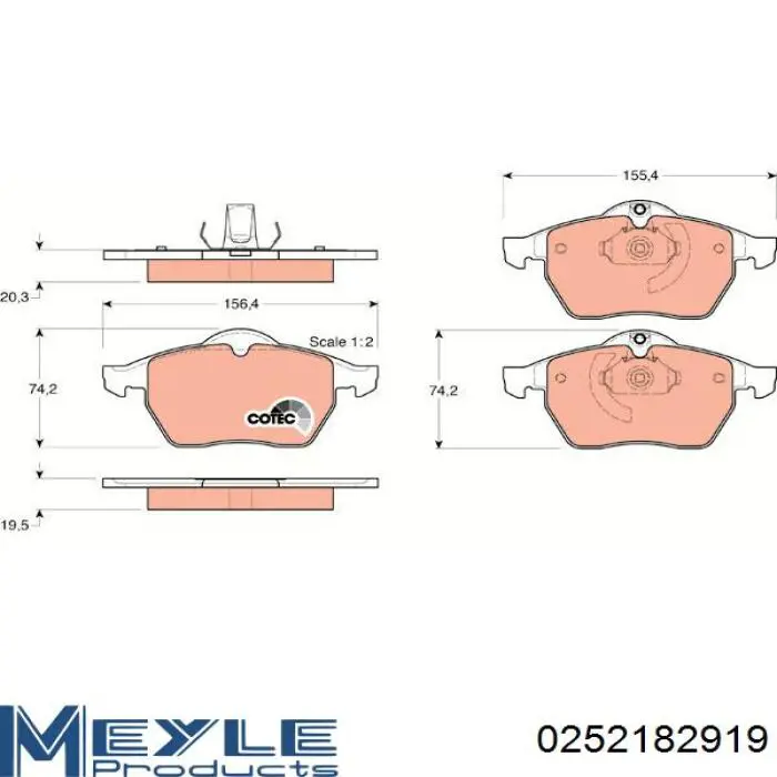 Гальмівні колодки Meyle 252182919 ціна, від 19.17 USD