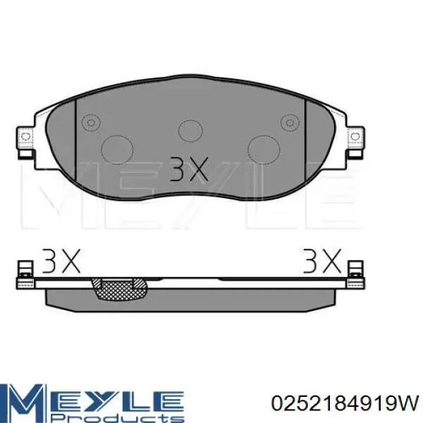 Купити 0252184919W Meyle Колодки гальмівні передні, дискові