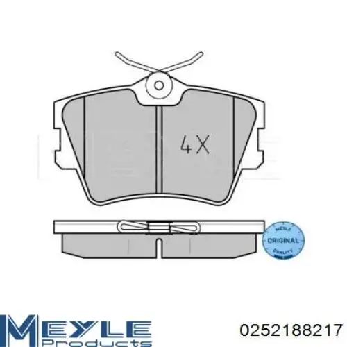 0252188217 Meyle Колодки гальмівні задні, дискові