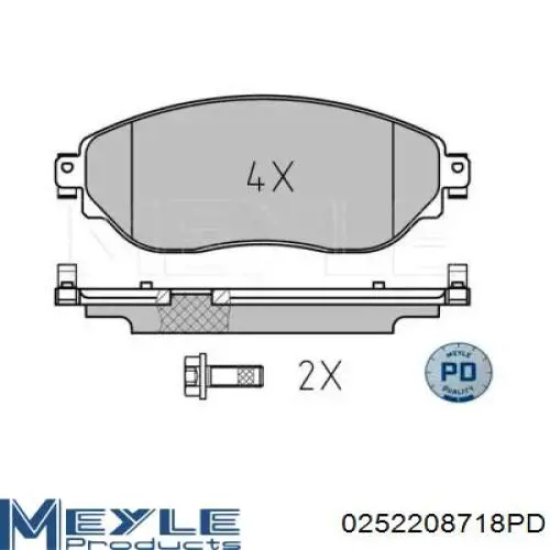 Колодки гальмівні передні, дискові 0252208718PD Meyle