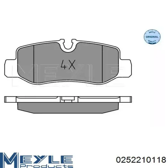0252210118 Meyle Колодки гальмівні задні, дискові