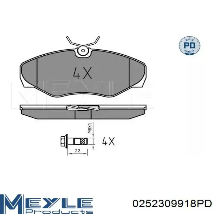 Купити 0252309918PD Meyle Колодки гальмівні передні, дискові