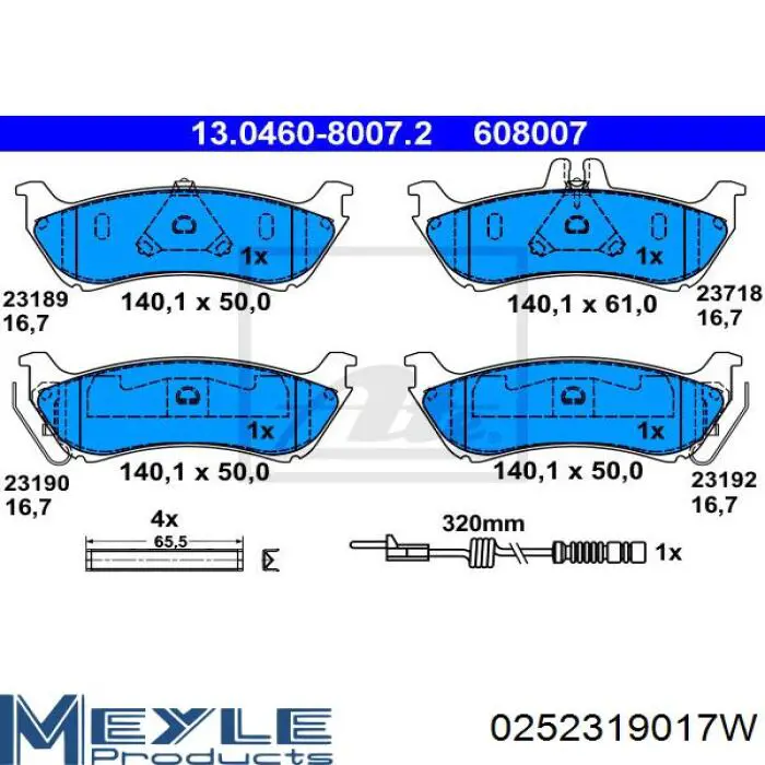 Задні дискові колодки Meyle 0252319017W