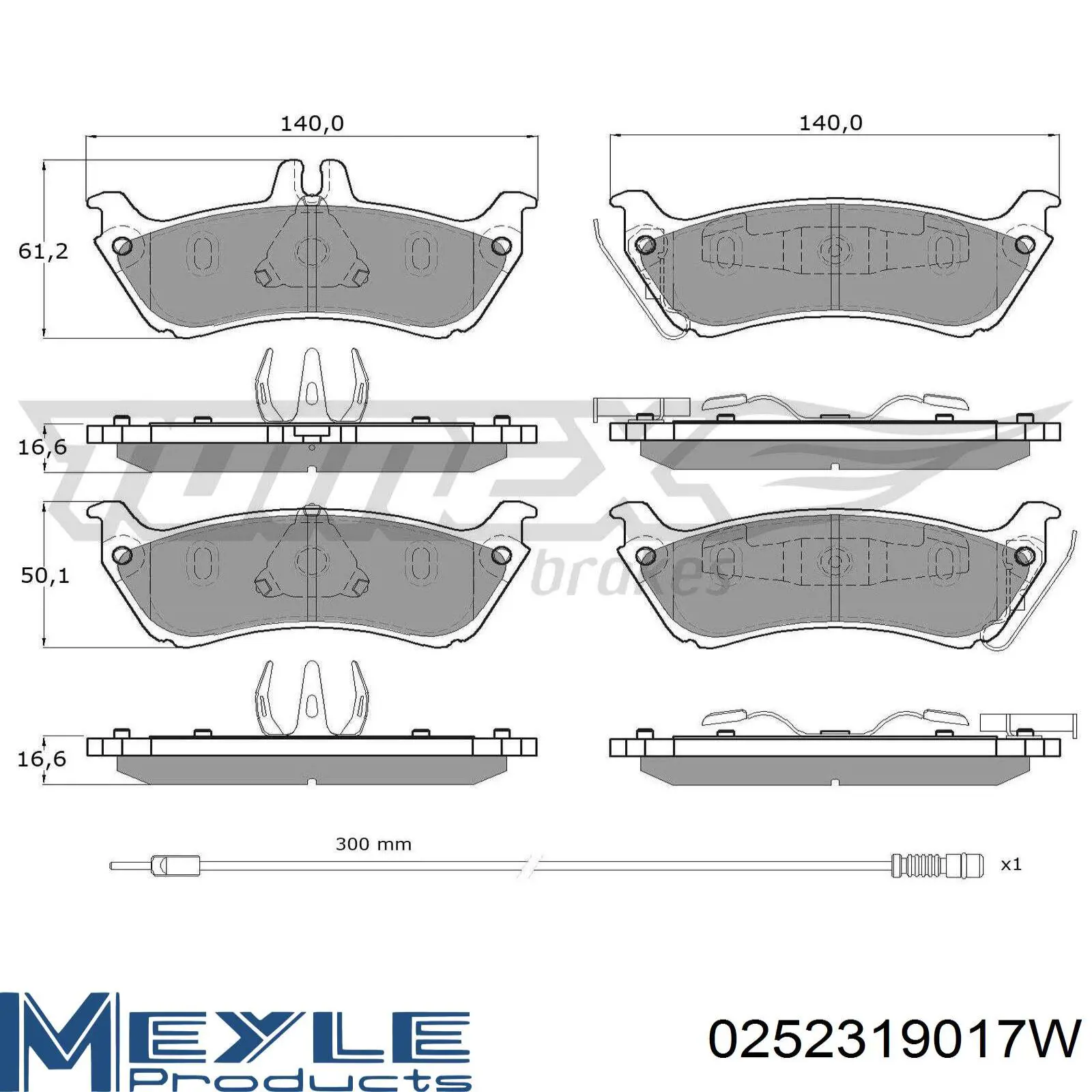 Задні гальмівні колодки Meyle 0252319017W ціна, від 29.15 USD