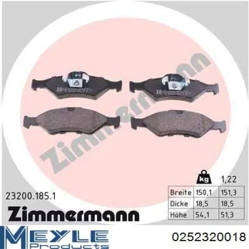 Купити 0252320018 Meyle Колодки гальмівні передні, дискові