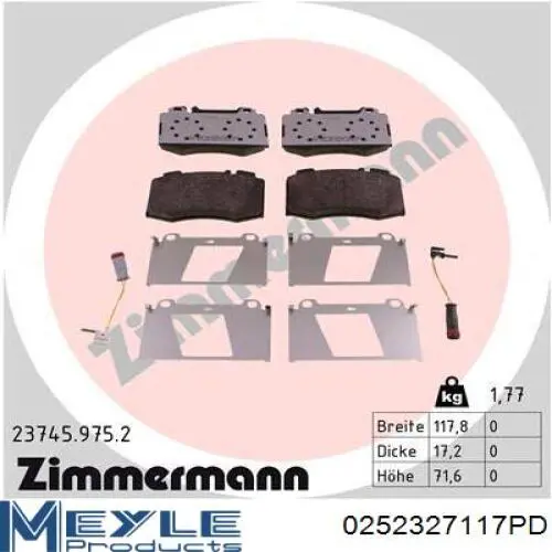 Передні тормозні колодки A004420042067 Mercedes