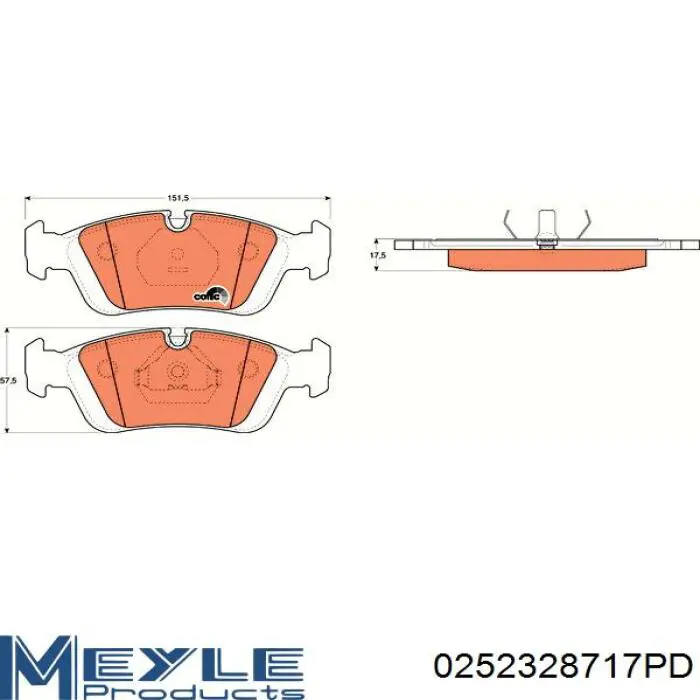 Гальмівні колодки Meyle 0252328717PD ціна, від 22.23 USD