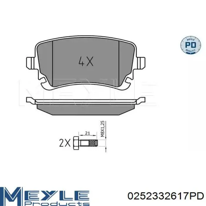 Задні гальмівні колодки Meyle 0252332617PD ціна, від 30.51 USD