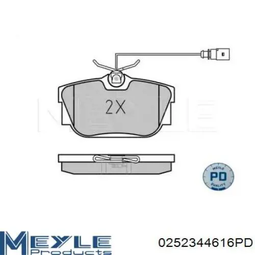 Колодки гальмові задні, дискові 0252344616PD Meyle