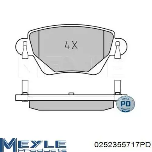 Колодки гальмові задні, дискові 0252355717PD Meyle