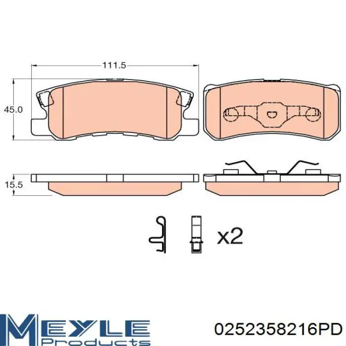 Задні гальмівні колодки Meyle 0252358216PD ціна, від 20.40 USD
