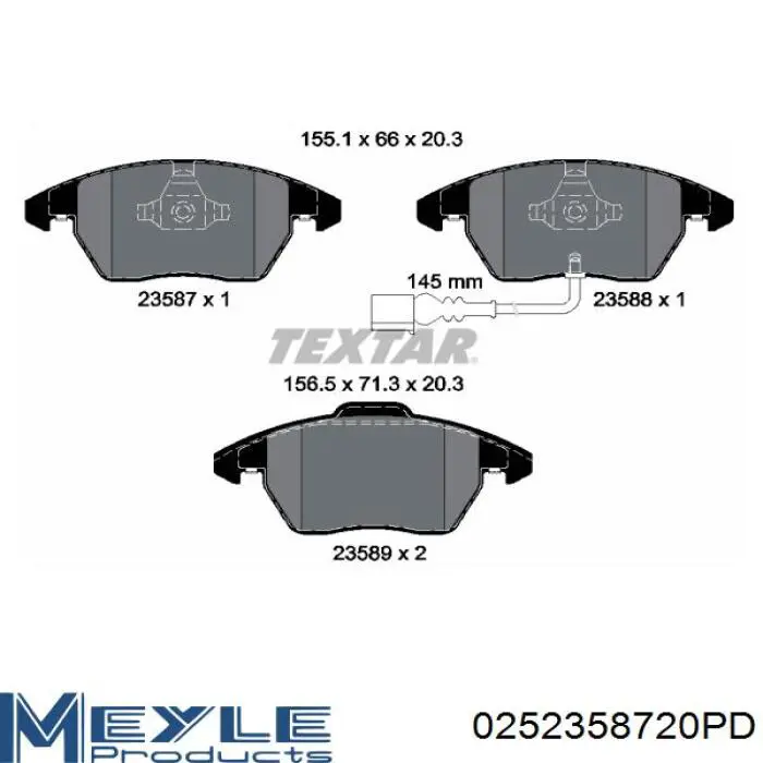 Гальмівні колодки Meyle 0252358720PD ціна, від 37.25 USD