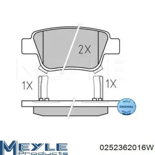 Колодки гальмові задні, дискові 0252362016W Meyle