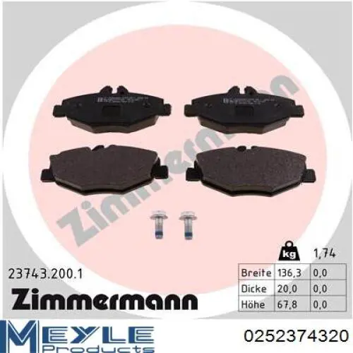 Купити A000420710490 Mercedes Колодки гальмівні передні, дискові