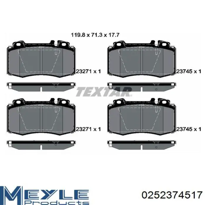 Купити 0252374517 Meyle Колодки гальмівні передні, дискові