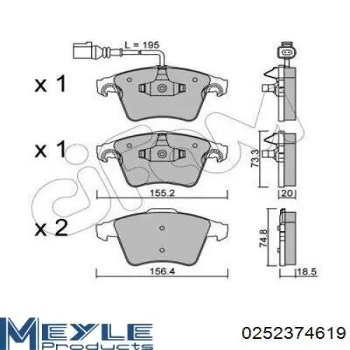  Колодки гальмівні передні, дискові Volkswagen Transporter 