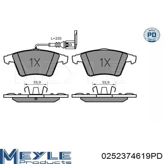 Гальмівні колодки Meyle 0252374619PD ціна, від 46.20 USD