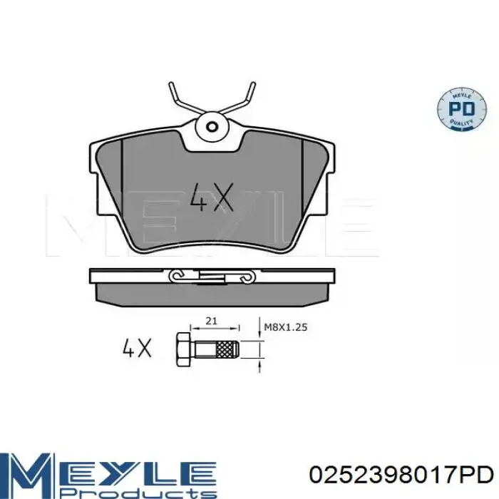 Задні гальмівні колодки Meyle 0252398017PD ціна, від 24.93 USD