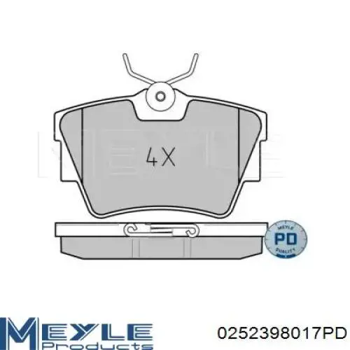 Колодки гальмові задні, дискові 0252398017PD Meyle