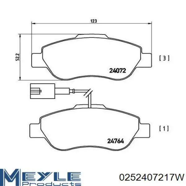 Купити 0252407217W Meyle Колодки гальмівні передні, дискові