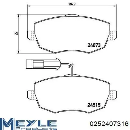 Тормозні колодки Meyle 0252407316