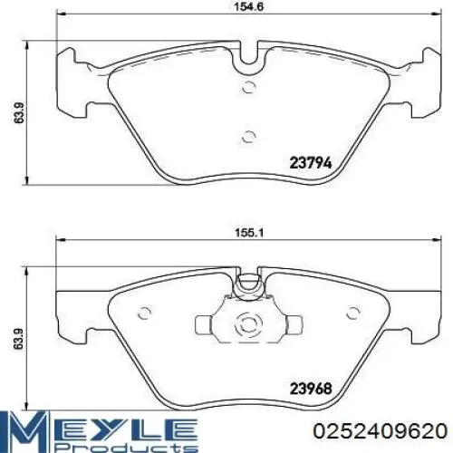 Гальмівні колодки Meyle 0252409620 ціна, від 35.99 USD