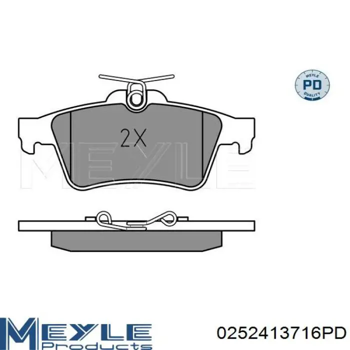 Колодки гальмові задні, дискові 0252413716PD Meyle