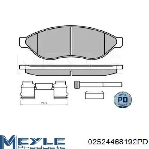 Колодки гальмівні передні, дискові 02524468192PD Meyle