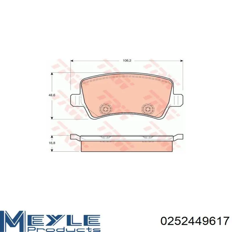 0252449617 Meyle Колодки гальмівні задні, дискові
