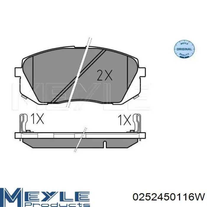 Колодки гальмівні передні, дискові 0252450116W Meyle