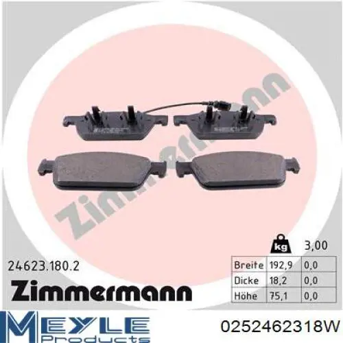 Гальмівні колодки Meyle 0252462318W ціна, від 46.72 USD