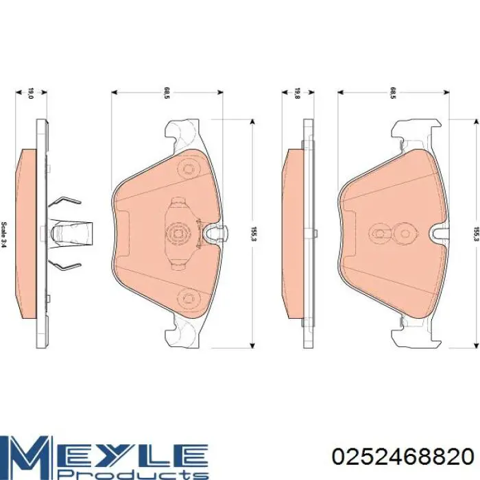 Гальмівні колодки Meyle 0252468820 ціна, від 71.40 USD