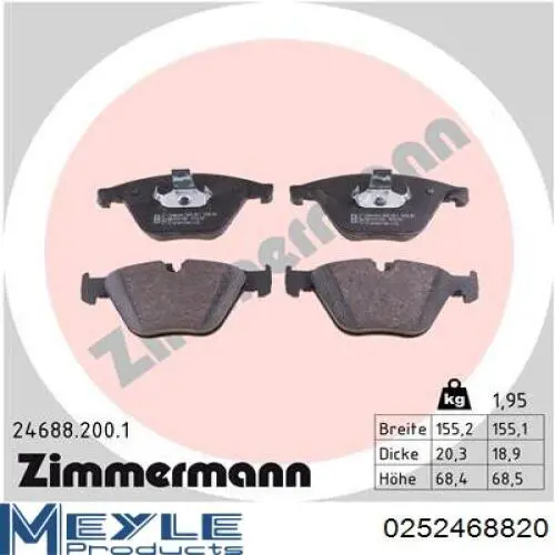 Купити 0252468820 Meyle Колодки гальмівні передні, дискові