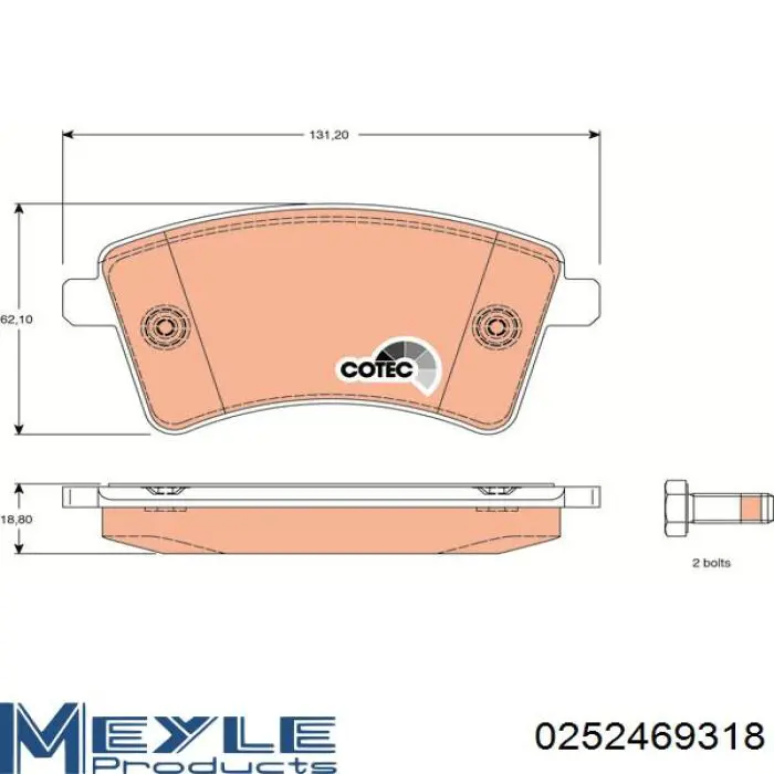 Гальмівні колодки Meyle 0252469318 ціна, від 20.18 USD