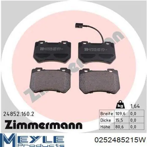 Купити 0252485215W Meyle Колодки гальмівні передні, дискові