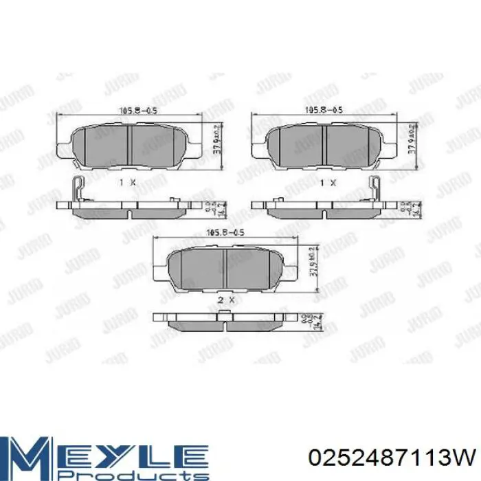 Задні гальмівні колодки 0252487113W Meyle