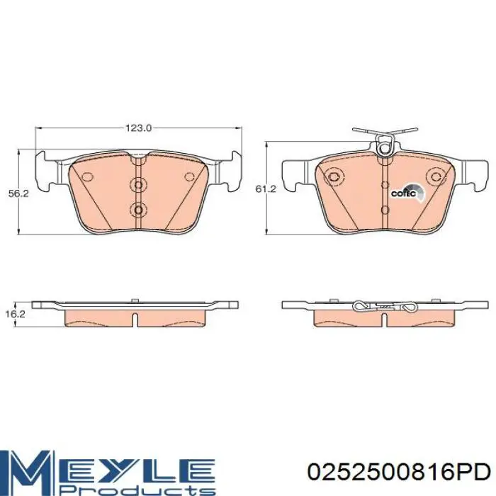 Задні дискові колодки Meyle 0252500816PD