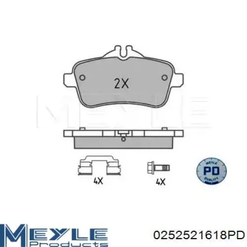 Колодки гальмові задні, дискові 0252521618PD Meyle