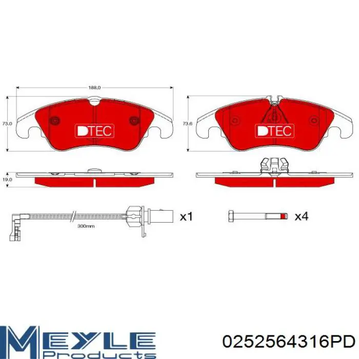 Купити 0252564316PD Meyle Колодки гальмівні передні, дискові