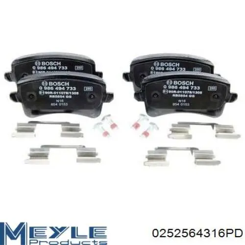 Гальмівні колодки Meyle 0252564316PD ціна, від 51.46 USD