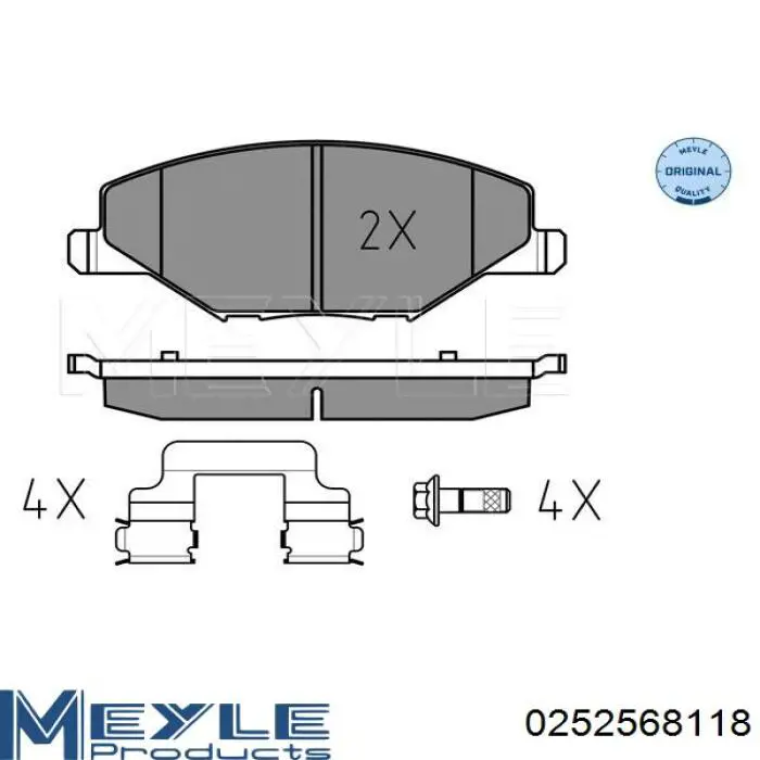 Передні тормозні колодки 0252568118 Meyle