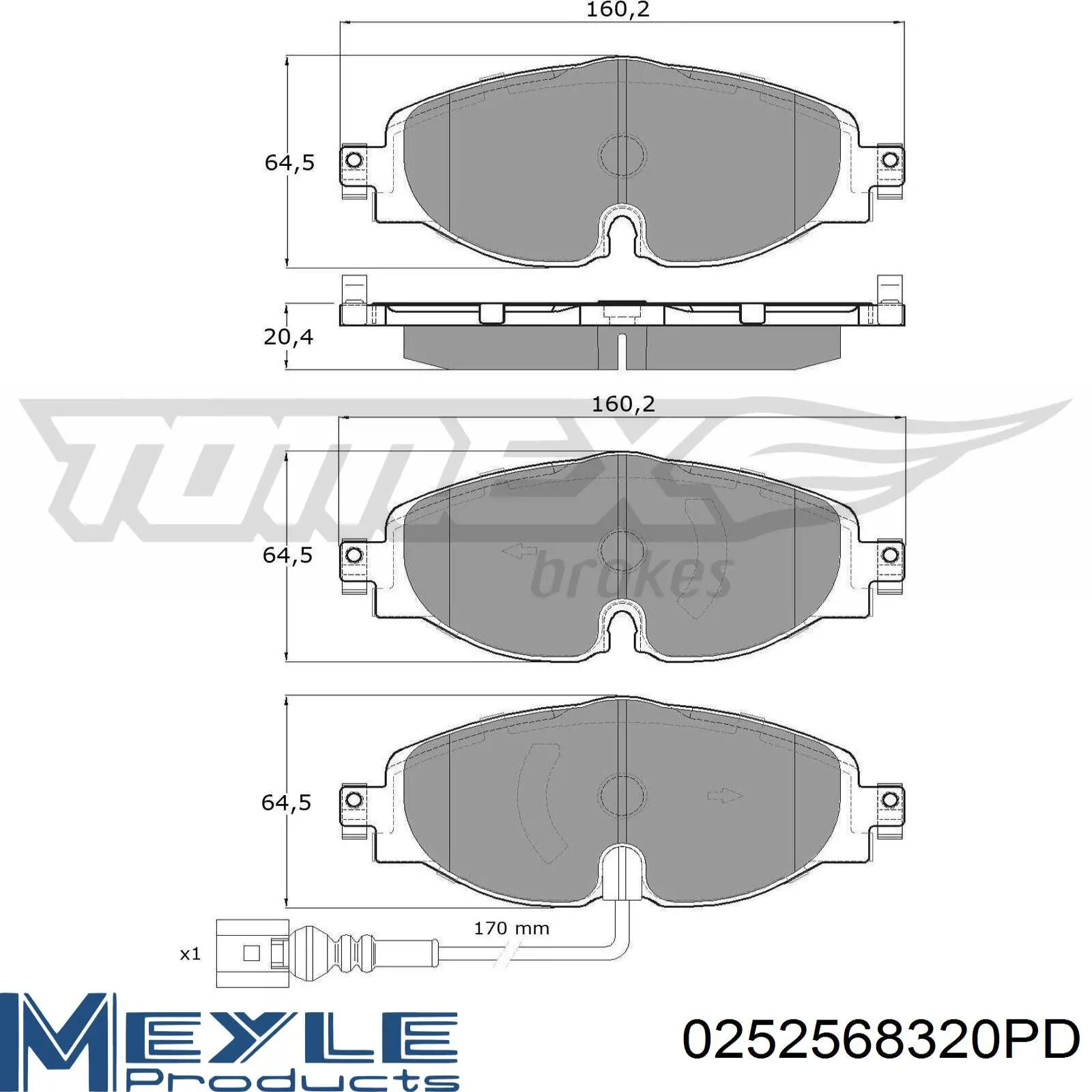 Гальмівні колодки Meyle 0252568320PD ціна, від 42.18 USD