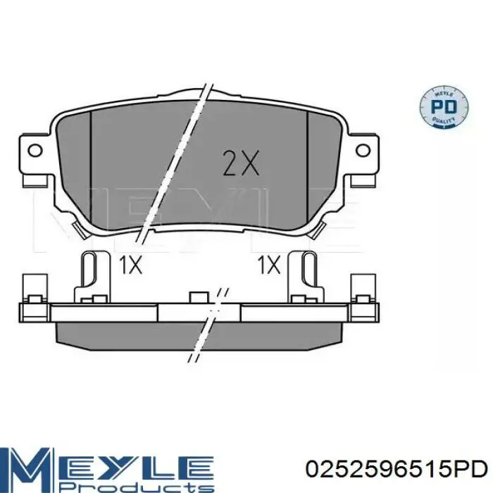 Задні гальмівні колодки 0252596515PD Meyle