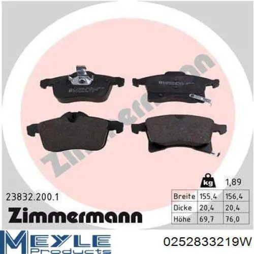 Тормозні колодки Opel 93189698